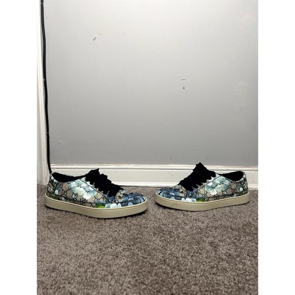 Gucci Supreme GG Canvas Bloom Blue Floral Print Shoes Size 8 - Picture 1 of 7